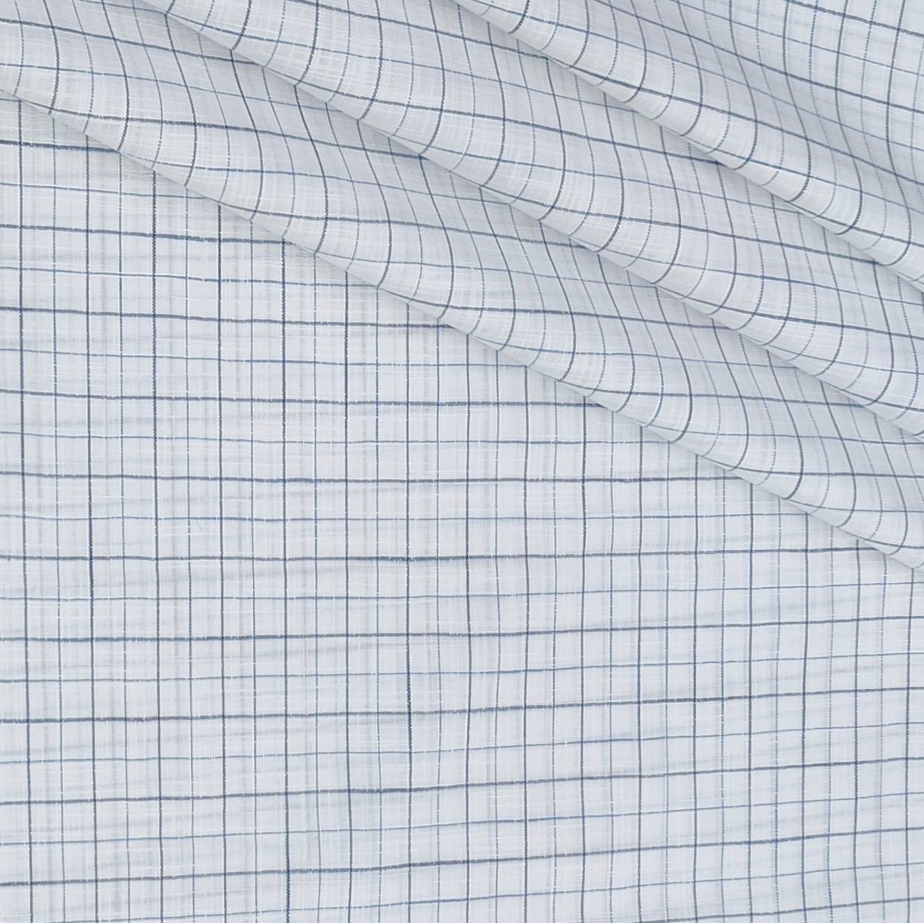 Shirt Fabric Raymond 100% Cotton Check With Slub Colour Grey N White